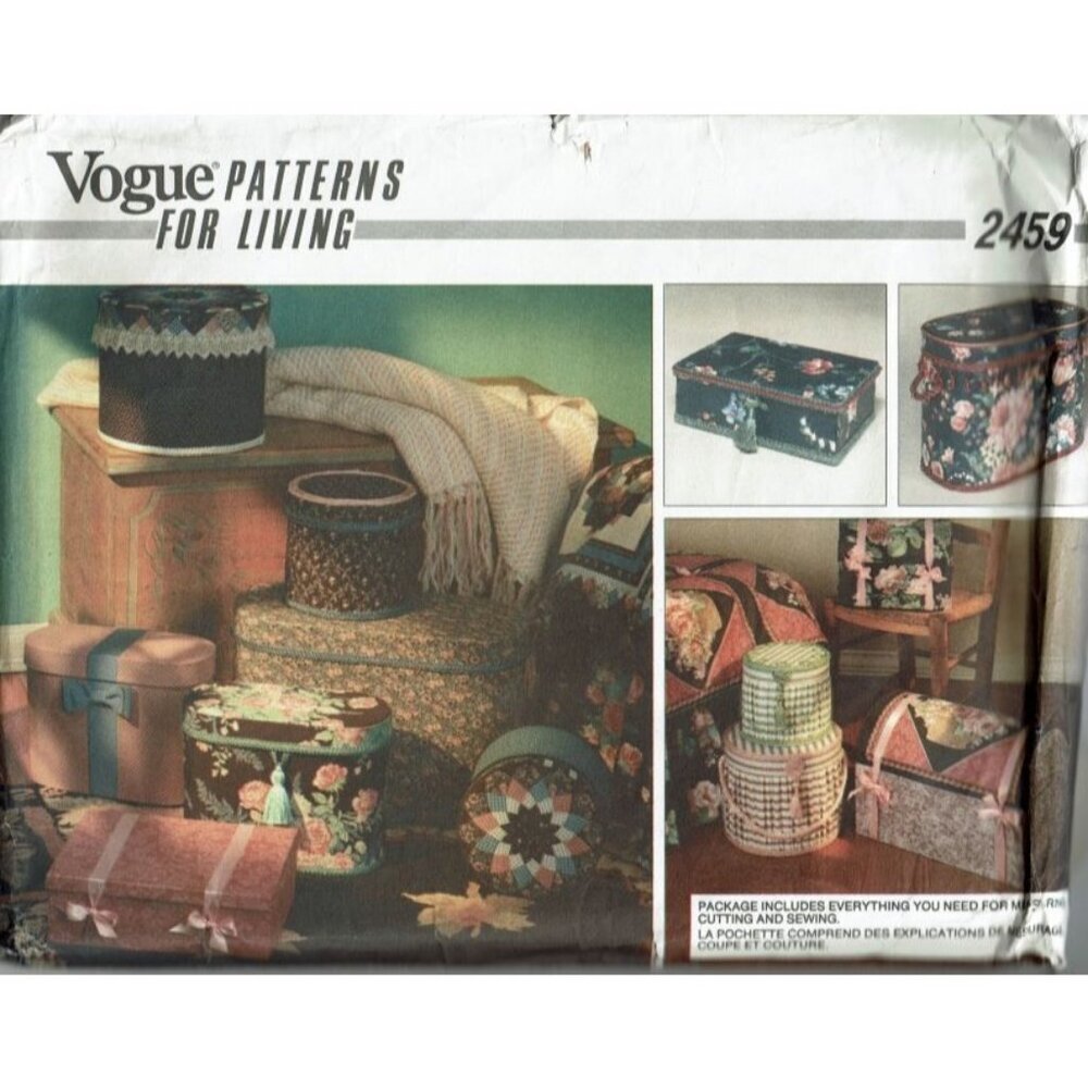 Vogue Sewing Pattern 2459 Fabric Band Boxes